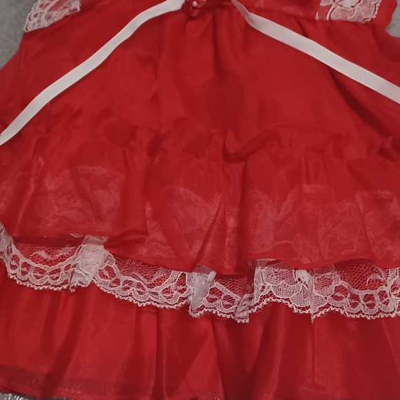 Vintage Kandy Ann Red Sheer Frilly, Ruffle, Lace Little Girls Party dress SZ 5? - Picture 3 of 10